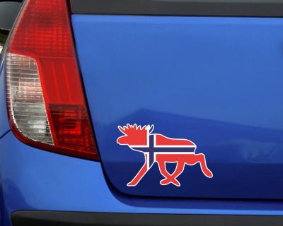 Elch Aufkleber in den Landesfarben Norwegens - Ansicht 3