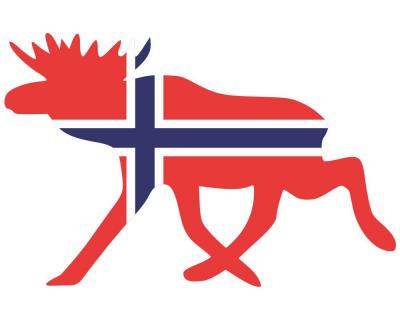 Elch Aufkleber in den Landesfarben Norwegens
