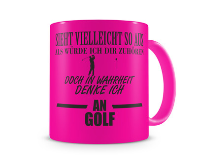 Tasse mit dem Motiv Ich denke an Golf