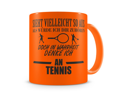 Tasse mit dem Motiv Ich denke an Tennis