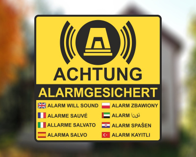 Aufkleberset Achtung Alarmgesichert Gelb Aufkleber