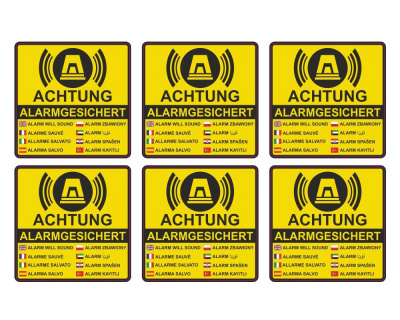 Aufkleberset Achtung Alarmgesichert Gelb Aufkleber - Ansicht 1