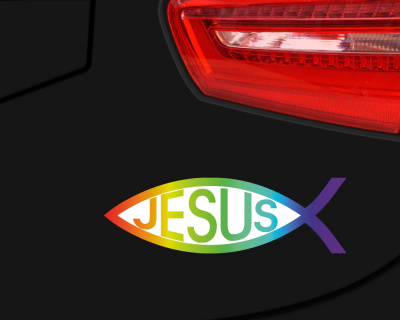 13 Aufkleber Set Christenfisch Jesus Regenbogen Fisch Gott Symbol - Ansicht 2