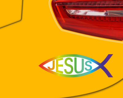 13 Aufkleber Set Christenfisch Jesus Regenbogen Fisch Gott Symbol - Ansicht 3