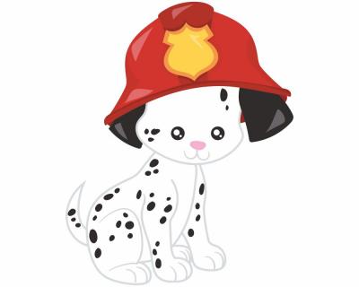 Buntes Wandtattoo "Feuerwehr Hund"