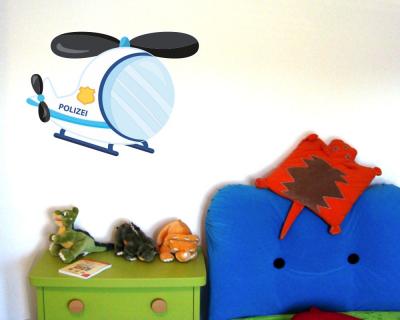 Buntes Wandtattoo  Polizeihubschrauber 