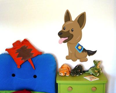Buntes Wandtattoo  Polizei Hund 