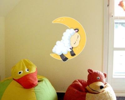 Buntes Wandtattoo  Schlafendes Schaf 