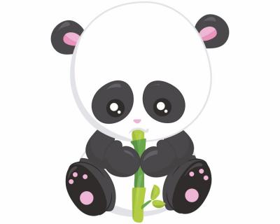 Panda mit Bambus Aufkleber Aufkleber