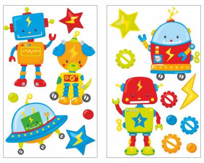 17-teiliges  Baby Roboter  Wandtattoo Set
