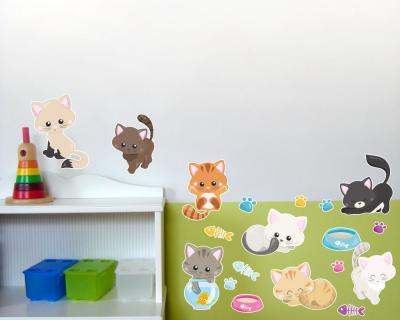 19-teiliges  Se Katzen  Wandtattoo Set