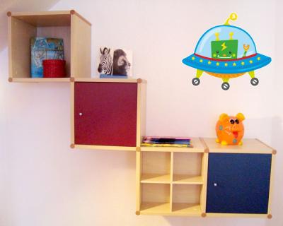 Buntes Wandtattoo  Roboter Ufo 