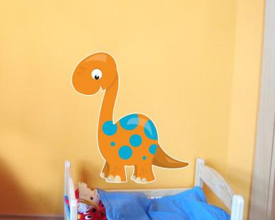 Buntes Wandtattoo  Dino Langhals 