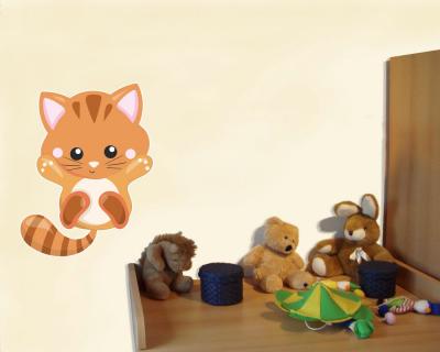 Buntes Wandtattoo  Rote Katze 