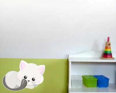 Buntes Wandtattoo  Knuffige Katze 