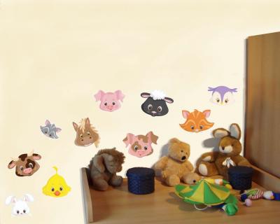11-teiliges  Baby Bauernhof Tiere  Wandtattoo Set