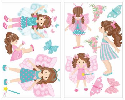 13-teiliges  Schmetterlings Prinzessin  Wandtattoo Set