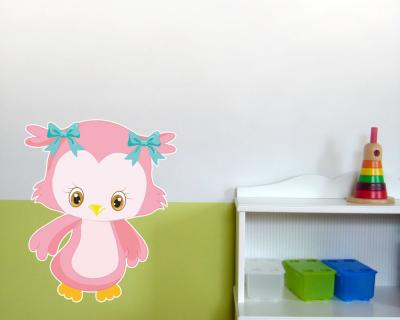 Buntes Wandtattoo  Eule mit Schleifen 