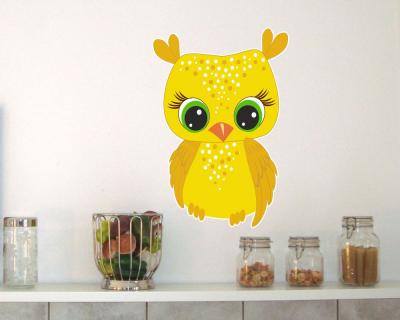 Buntes Wandtattoo  Gelbe Eule 
