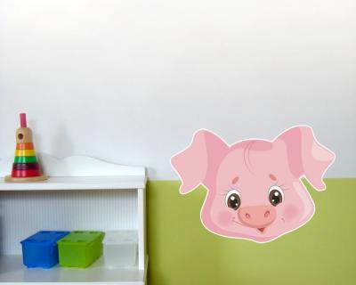 Buntes Wandtattoo  Tiergesicht Schwein 