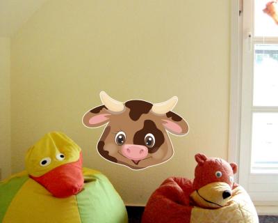 Buntes Wandtattoo  Tiergesicht Kuh 
