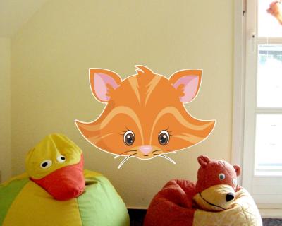 Buntes Wandtattoo  Tiergesicht Rote Katze 