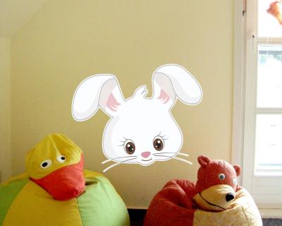 Buntes Wandtattoo  Tiergesicht Hase 