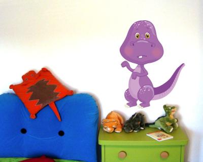 Buntes Wandtattoo  Lila Dino 