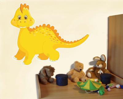 Buntes Wandtattoo  Gelber Dino 
