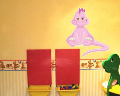 Buntes Wandtattoo  Rosa Dino 