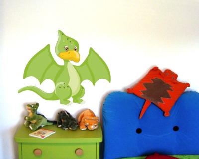 Buntes Wandtattoo  Grner Dino 