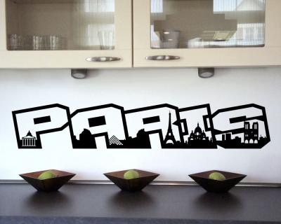 Wandtattoo Paris Schriftzug Skyline - Ansicht 2