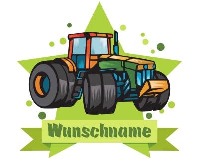 Buntes Wandtattoo Trschild  Traktor 