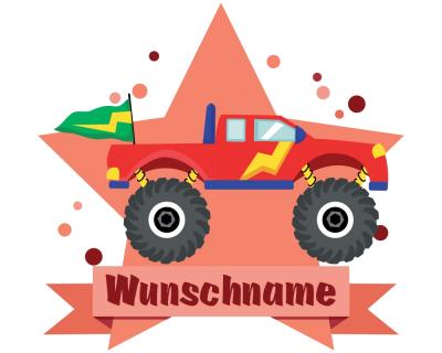 Buntes Wandtattoo Trschild "Monstertruck"