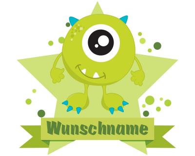 Buntes Wandtattoo Trschild  Grnes Monster 