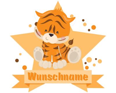 Buntes Wandtattoo Trschild  Tiger 