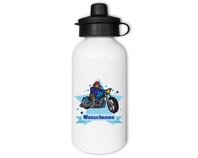 Trinkflasche mit Chopper-Motorrad als Motiv