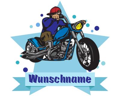 Buntes Wandtattoo Trschild  Chopper-Motorrad 