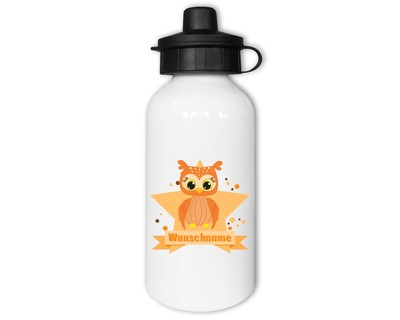 Trinkflasche mit Orange Eule als Motiv