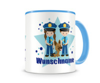 Tasse mit 9 unterschiedlichen Jungen Motiven 2 Tasse Modellnummer  blau
