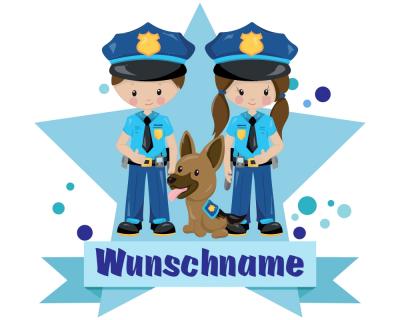 Polizei Aufkleber mit Namen