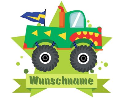 Buntes Wandtattoo Trschild  Monstertruck Pickup 