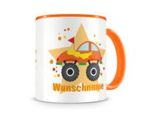 Tasse mit 9 unterschiedlichen Jungen Motiven 3 Tasse Modellnummer  orange