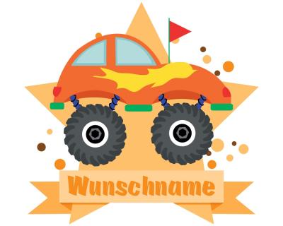 Buntes Wandtattoo Trschild "Monstertruck Auto"