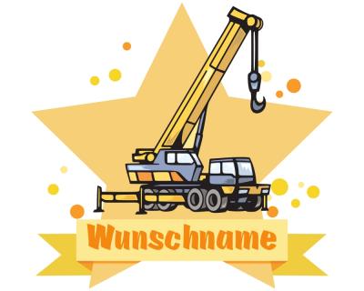 Buntes Wandtattoo Trschild  Kran LKW 