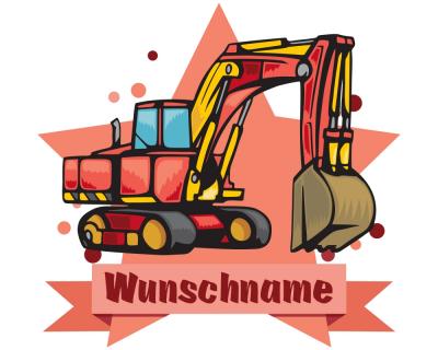 Buntes Wandtattoo Trschild  Groer Bagger 