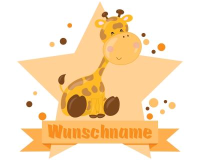 Buntes Wandtattoo Trschild  Giraffe 