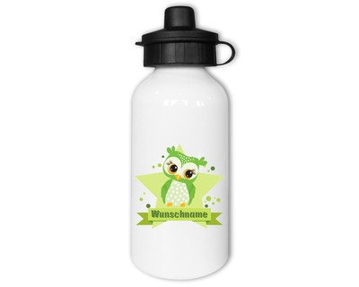 Trinkflasche mit Grne Eule als Motiv