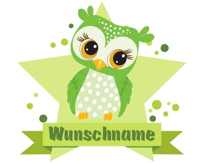 Buntes Wandtattoo Trschild  Grne Eule 