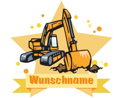 Buntes Wandtattoo Trschild  Bagger 